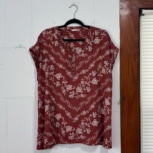 Maurices Burnt Orange Floral Blouse Tank 2X